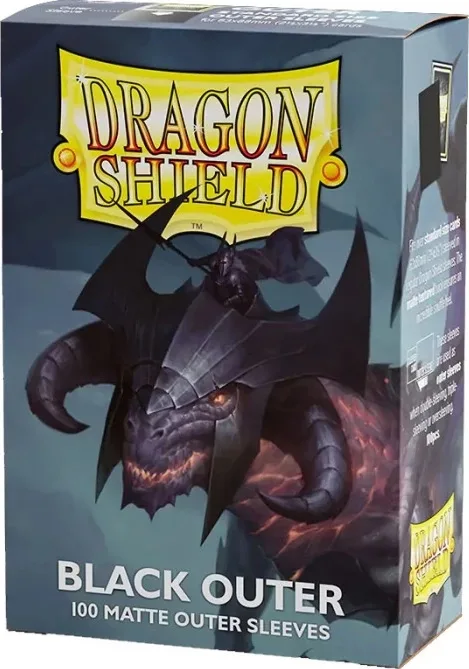 DRAGON SHIELD: STANDARD SIZE OUTER SLEEVES - MATTE BLACK (100 SLEEVES)