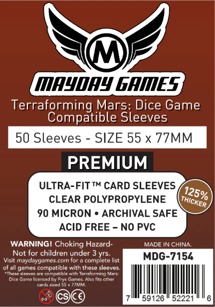 FUNDAS MAYDAY Terraforming Mars: Dice Game Compatible Sleeves (55x77mm) Premium 7154