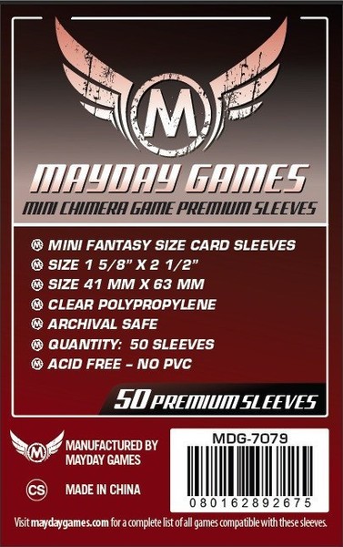 Fundas Mayday Premium Mini Chimera Game Sleeves 43 X 65 MM (50 Pack) (Dark Red)
