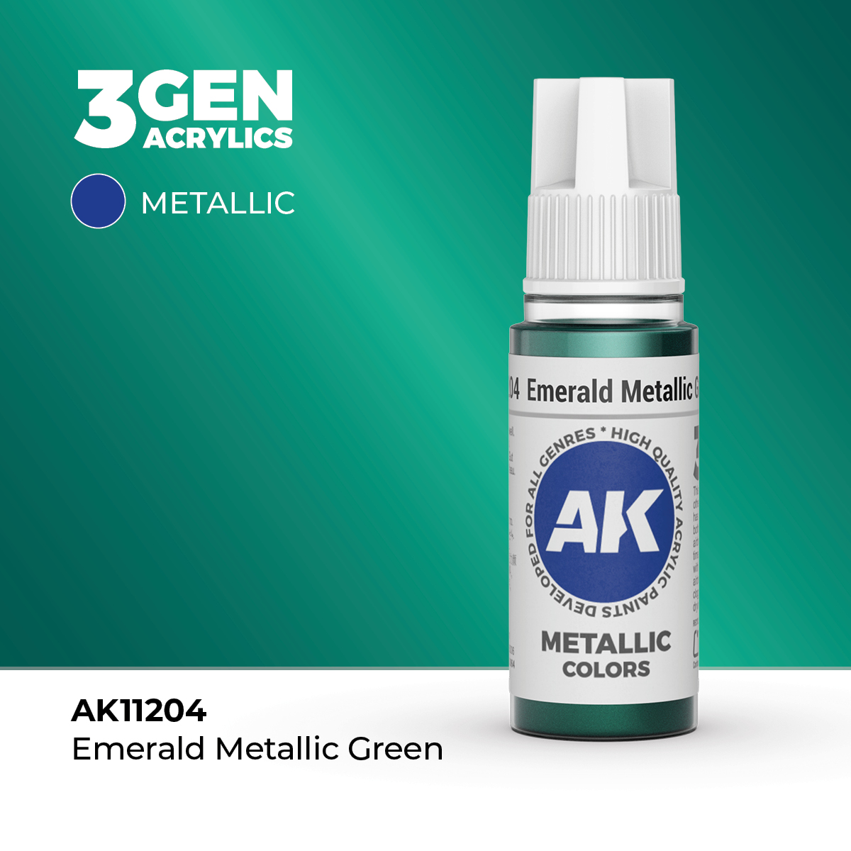 (AK11204) EMERALD METALLIC GREEN (18ML) - METALLIC COLORS - 3GEN