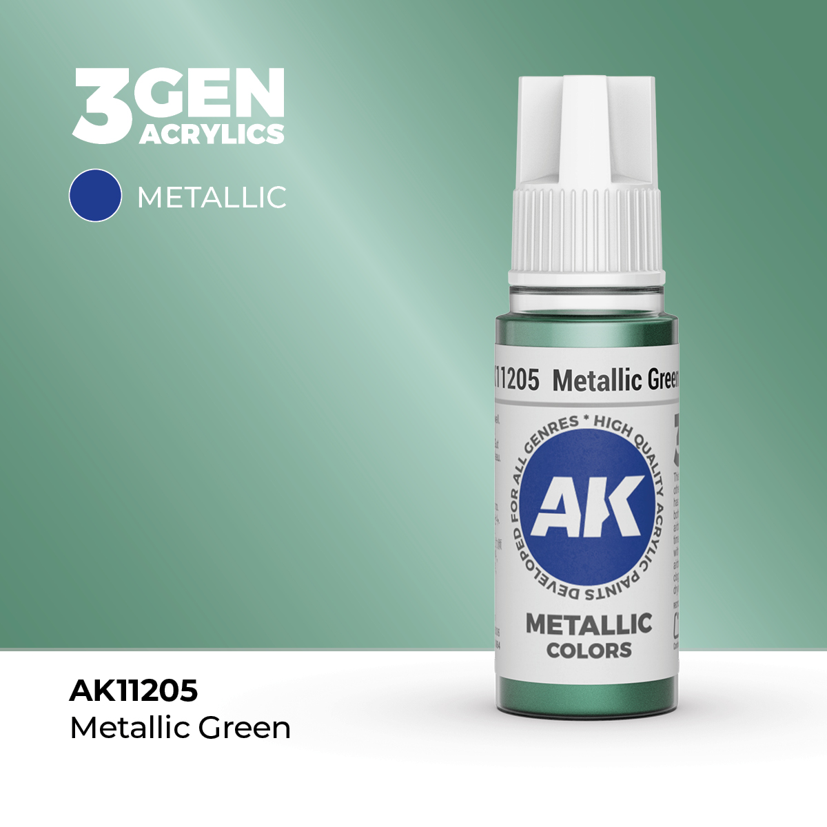 (AK11205) METALLIC GREEN (18ML) - METALLIC COLORS - 3GEN