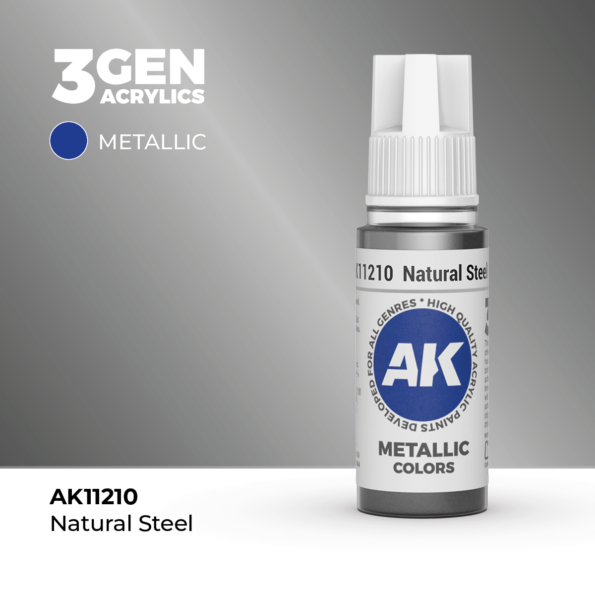(AK11210) NATURAL STEEL (18ML) - METALLIC COLORS - 3GEN