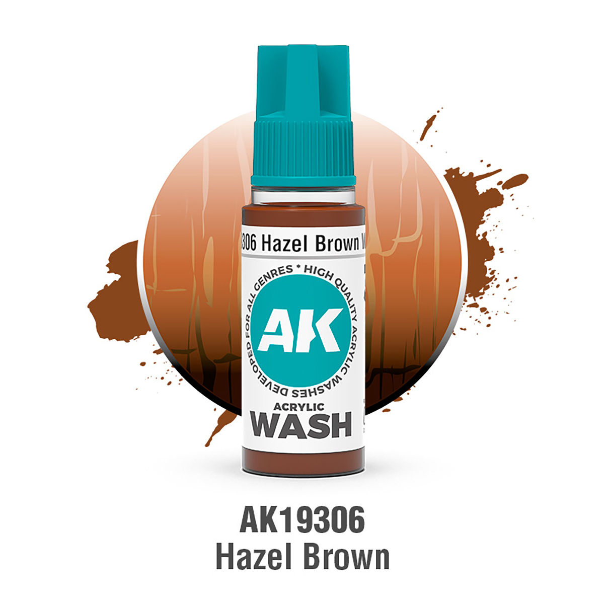 (AK19306) HAZEL BROWN WASH (18ML) - ACRYLIC WASH