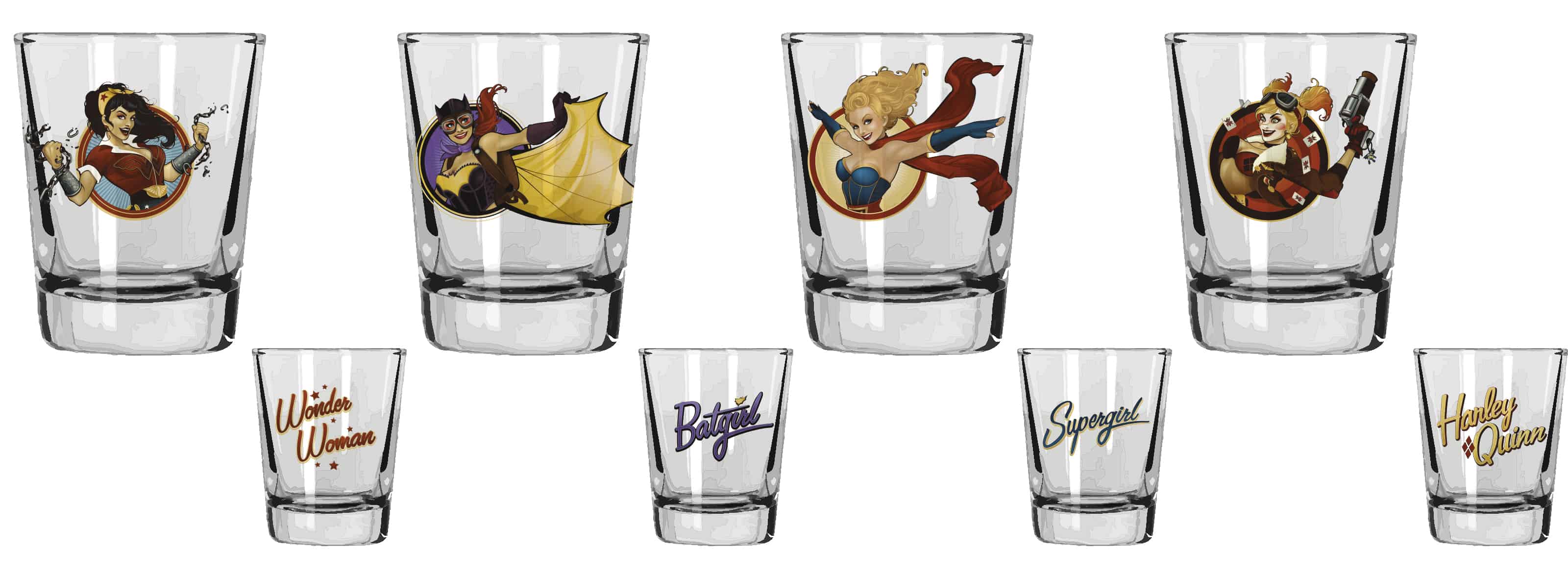 SET 4 MINI VASOS BOMBSHELLS DC COMICS