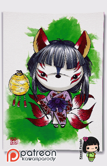 PRINT LAMINA A4, YOKAI, KITSUNE