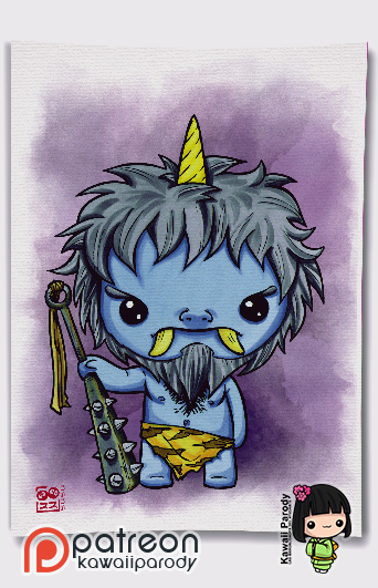 PRINT LAMINA A4, YOKAI, ONI (DE PIEL AZUL)