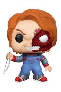 Chucky el muñeco diabólico Figura POP! Movies Vinyl (Exc) Chucky Half (BD) 9 cm